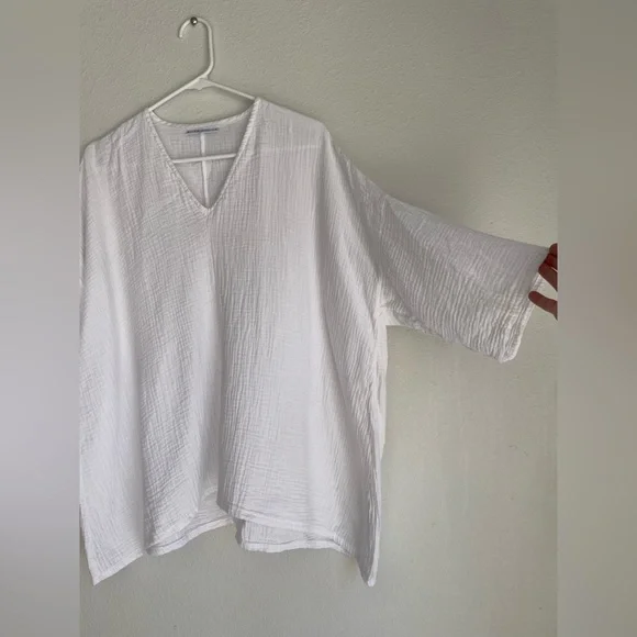 Bryn Walker White Bax Shirt Woven Cotton Gauze Tunic Top Oversized - Picture 3 of 9